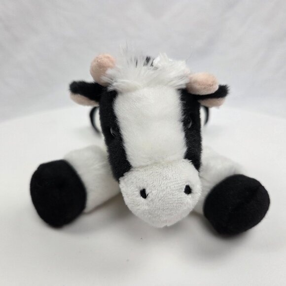 Aurora 8" Mini Flopsie Mini Moo black and white cow stuffed animal - Picture 6 of 8